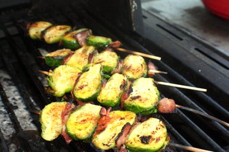 Skewered Brussels Sprouts on the BBQ 