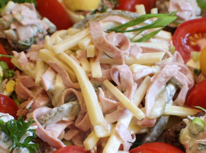 Fleischsalat,Chopped meat salad with vinaigrette dressing