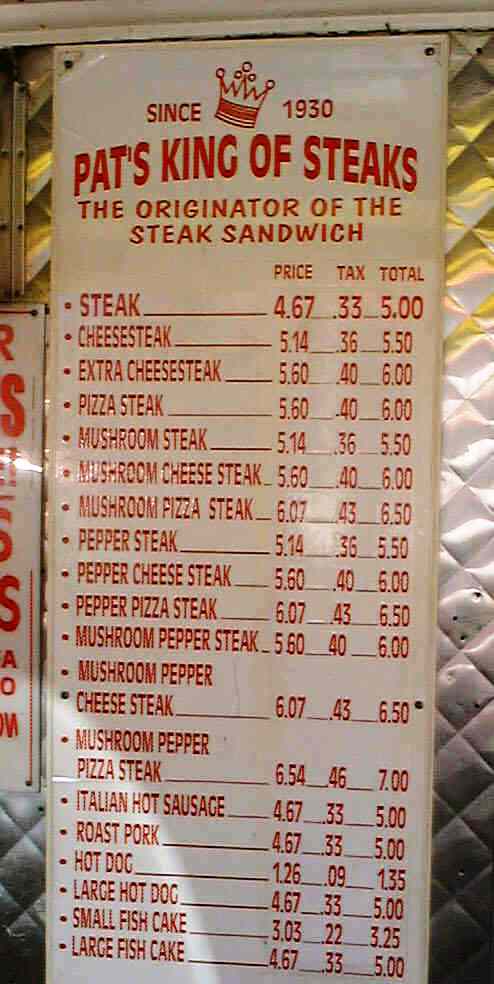philly steak cheese menu philadelphia pat pats history nomenclature want don