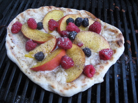 Peach Raspberry Pizza on the grill 