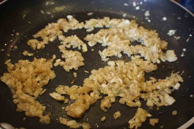 Sautin the minced onion
