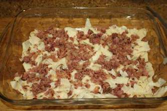 German Macaroni and Cheese with ham, Schinkenfleckerl,