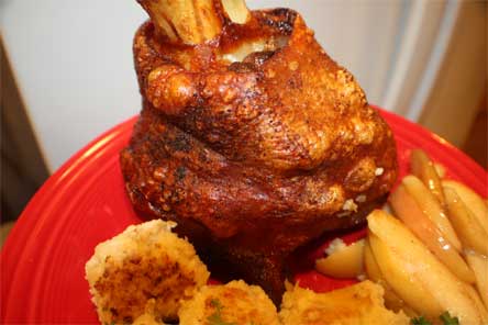 Schweinshaxe, Roasted Pork Knuckle with Crispy Skin