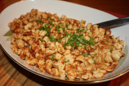 Sptzle, or Spaetzle with Butter Crumb Topping  