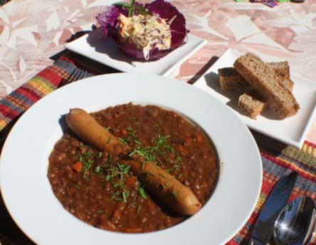 Lentil Soup with Frankfurter 