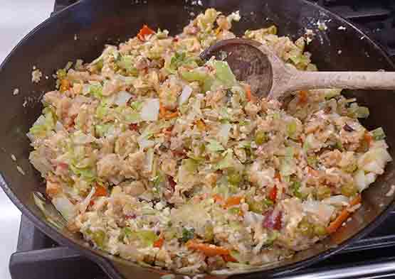 Fried Rice in a Cast Iron Skillet 