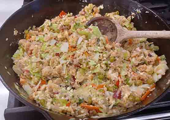 Finished Fried Rice in my cast iron skillet 